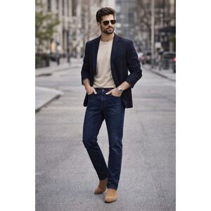 Mavi Jeans Mens Zach Straight Leg Dark Wash Denim Cotton Blend Jeans Size 38